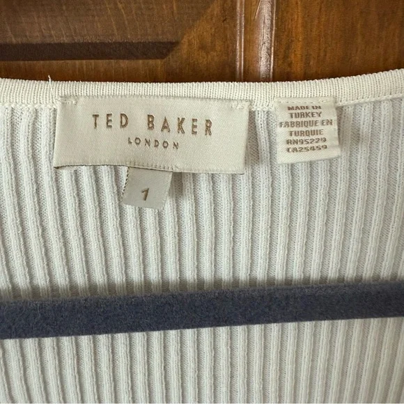 Ted Baker Square Neck Ribbed Top - 1 Small - Picture 2 of 5
